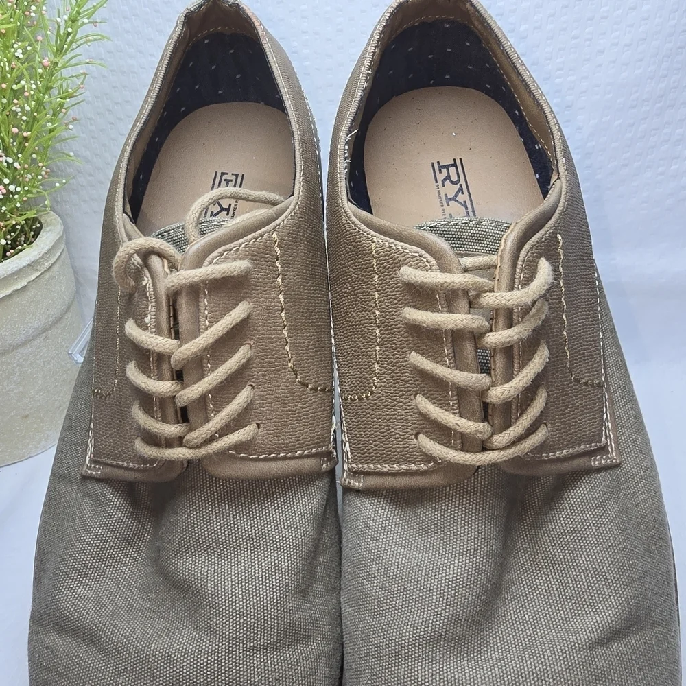 HAWKER RYE MENS ABELU CANVAS SPORT DERBY SHOE BEIGE TAN SIZE 10